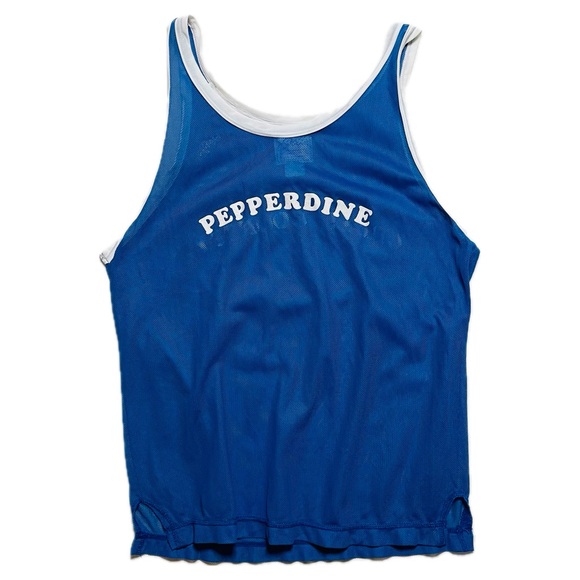 Vintage Other - VTG Pepperdine 60s Dolfin Blue Athletic Tank with White Trim
